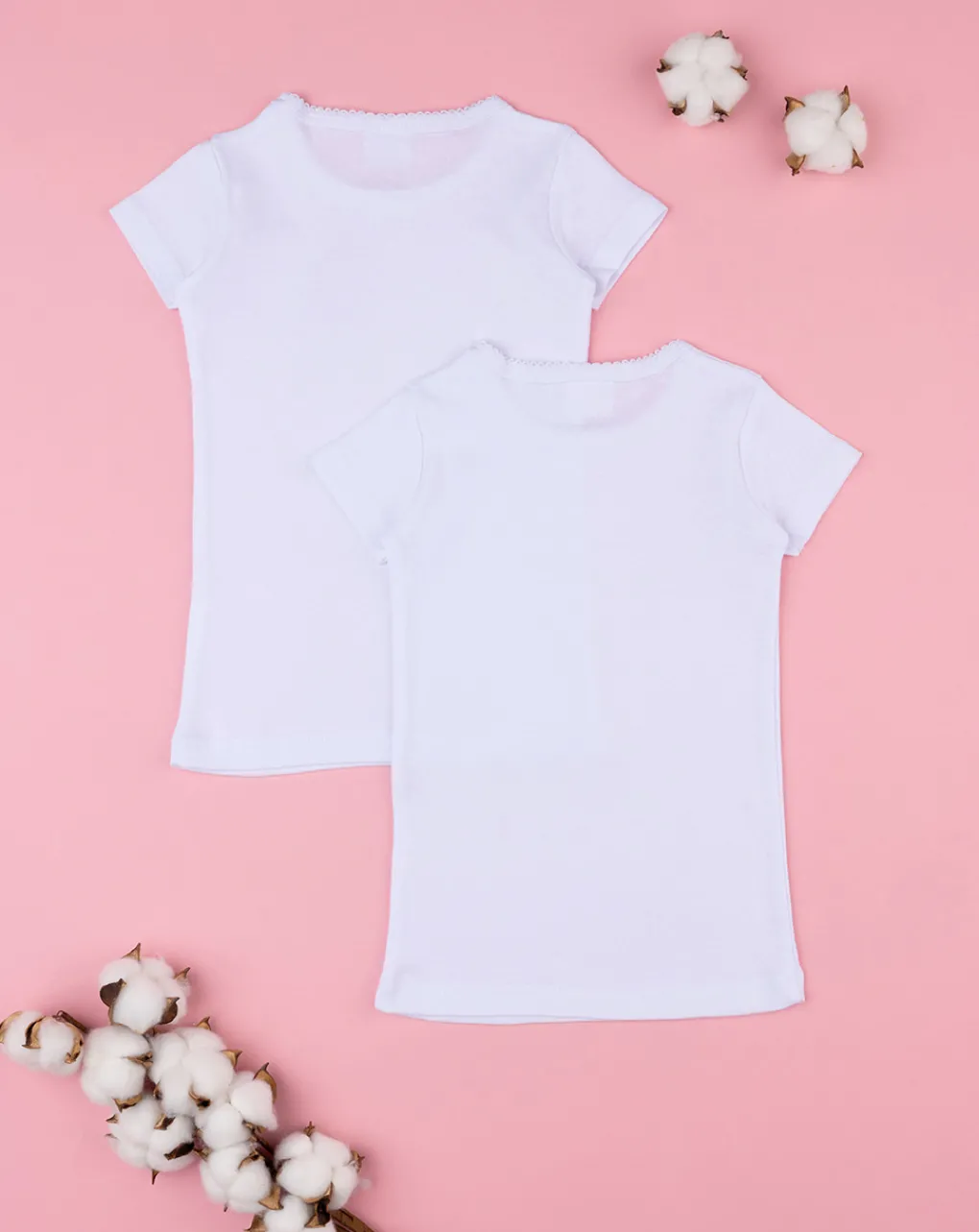 Prenatal Magliette E Camicie-Pack 2 T-Shirt Intime Bambina Manica Corta Con Bordo Croquette