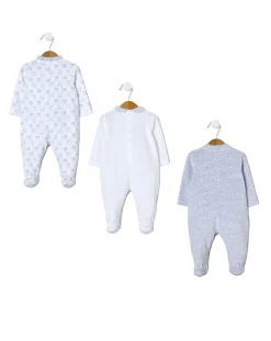 Prenatal Abiti Completi E Tutine-Pack 3 Tutine In Ciniglia Color Grigio E Panna