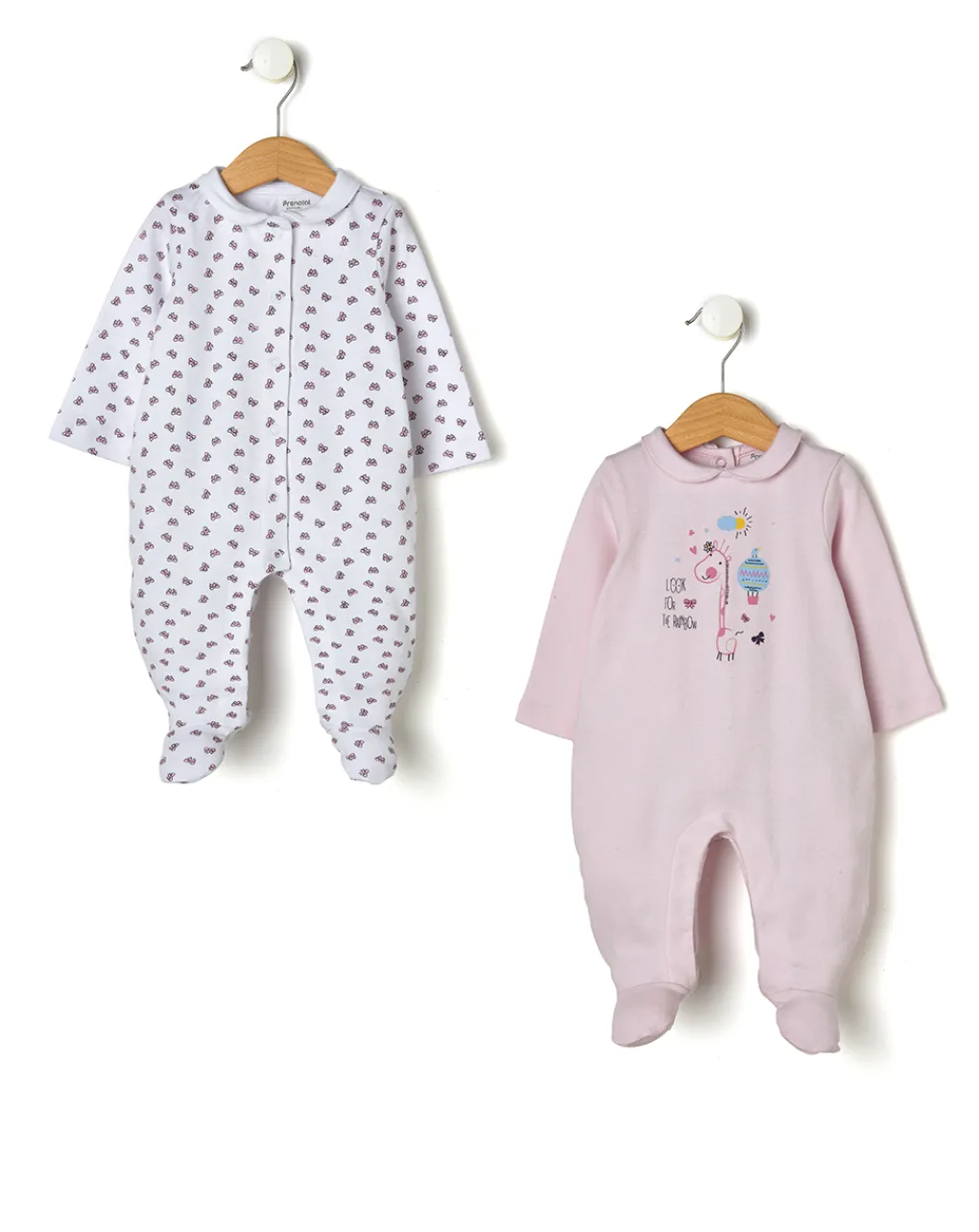 Prenatal Abiti Completi E Tutine-Pack 2 Tutine In Interlock Bianco E Rosa