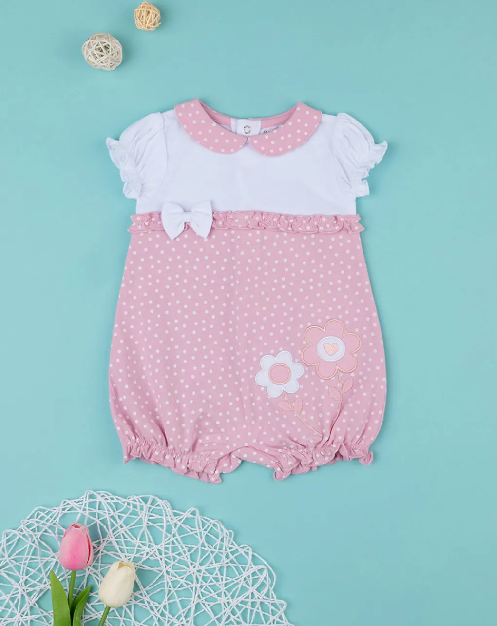 Prenatal Abiti Completi E Tutine-Pagliaccetto Neonata Floreale Rosa E Bianco