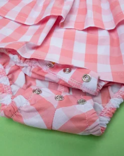 Prenatal Abiti Completi E Tutine-Pagliaccetto Vichy Bimba Bianco/Rosa