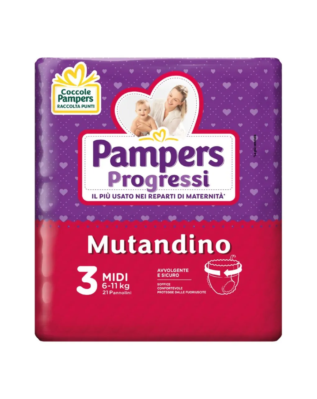 Pampers Taglia 3-Progressi Mutandino Midi (6-11Kg) - 21 Pz