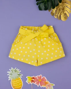 Prenatal Jeans Pantaloni E Salopette-Pantaloncini Gialli Bimba Fantasia Pois