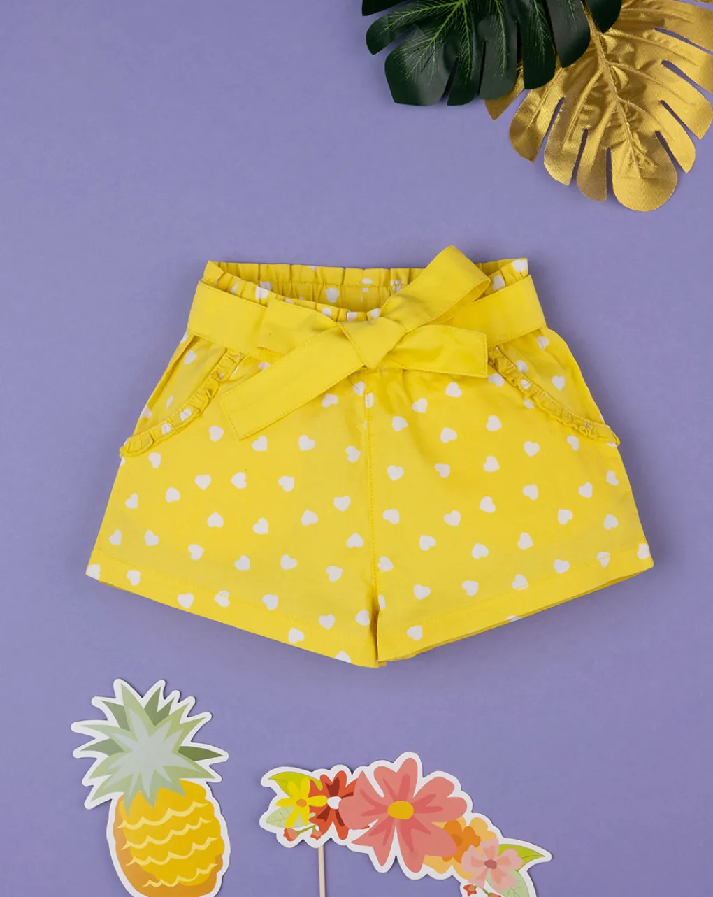 Prenatal Jeans Pantaloni E Salopette-Pantaloncini Gialli Bimba Fantasia Pois