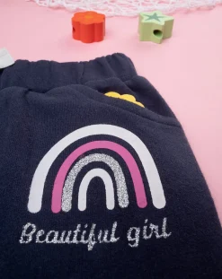 Prenatal Jeans Pantaloni E Salopette-Pantalone Bambina In Felpa Blu Scuro