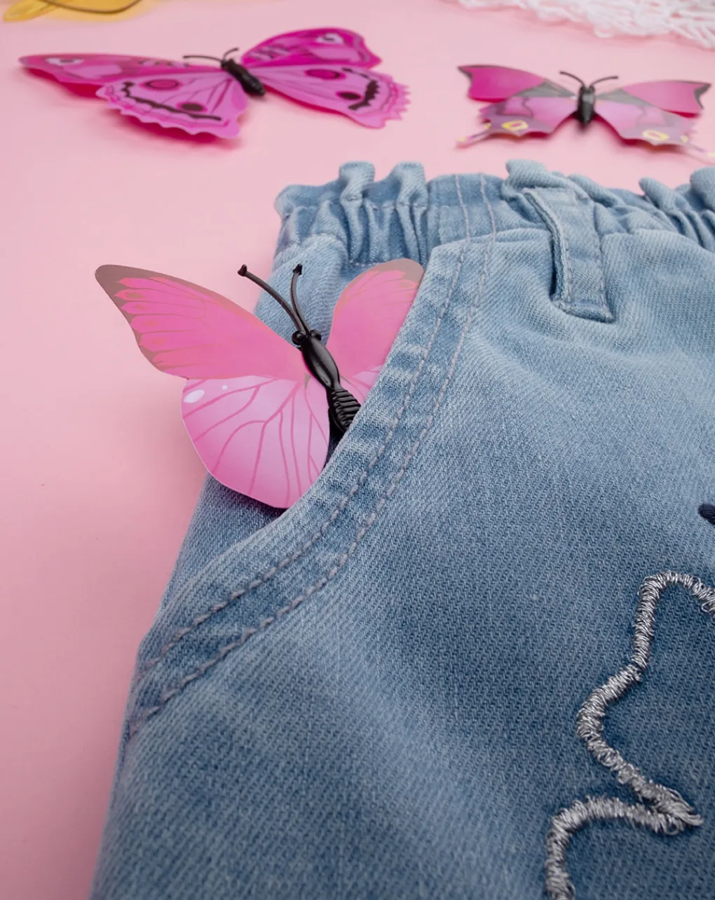 Prenatal Jeans Pantaloni E Salopette-Pantalone Bimba Denim "Farfalle”