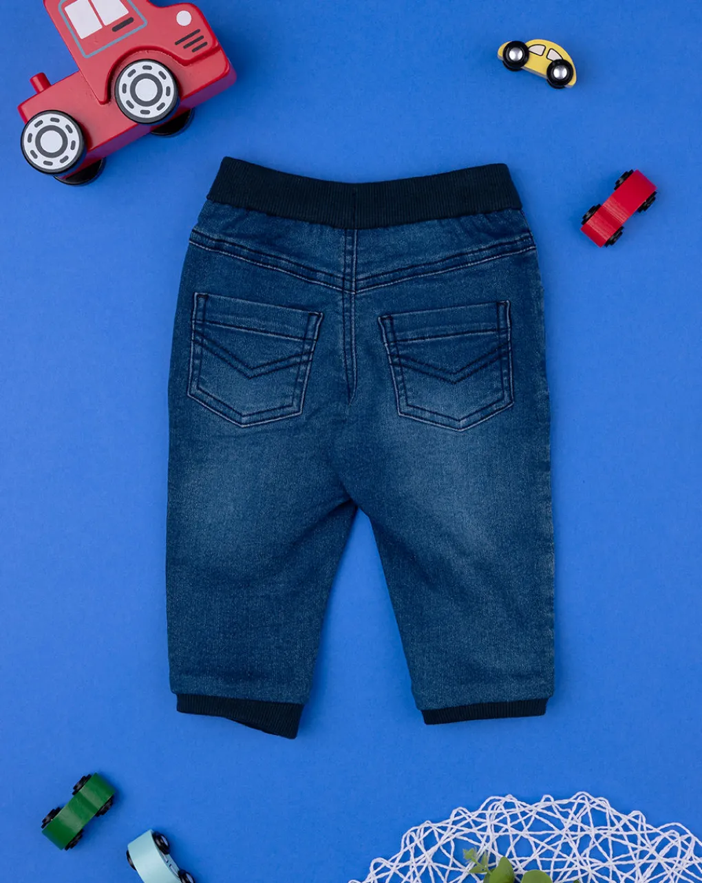 Prenatal Jeans Pantaloni E Salopette-Pantalone Bimbo Knit Denim Red And Blue