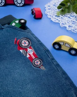 Prenatal Jeans Pantaloni E Salopette-Pantalone Bimbo Knit Denim Red And Blue