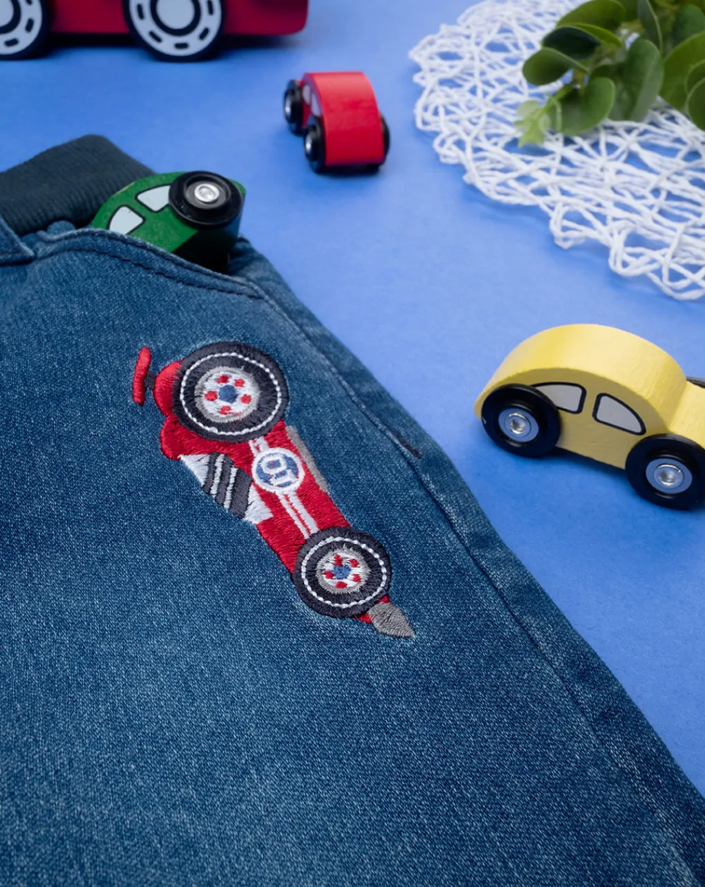 Prenatal Jeans Pantaloni E Salopette-Pantalone Bimbo Knit Denim Red And Blue