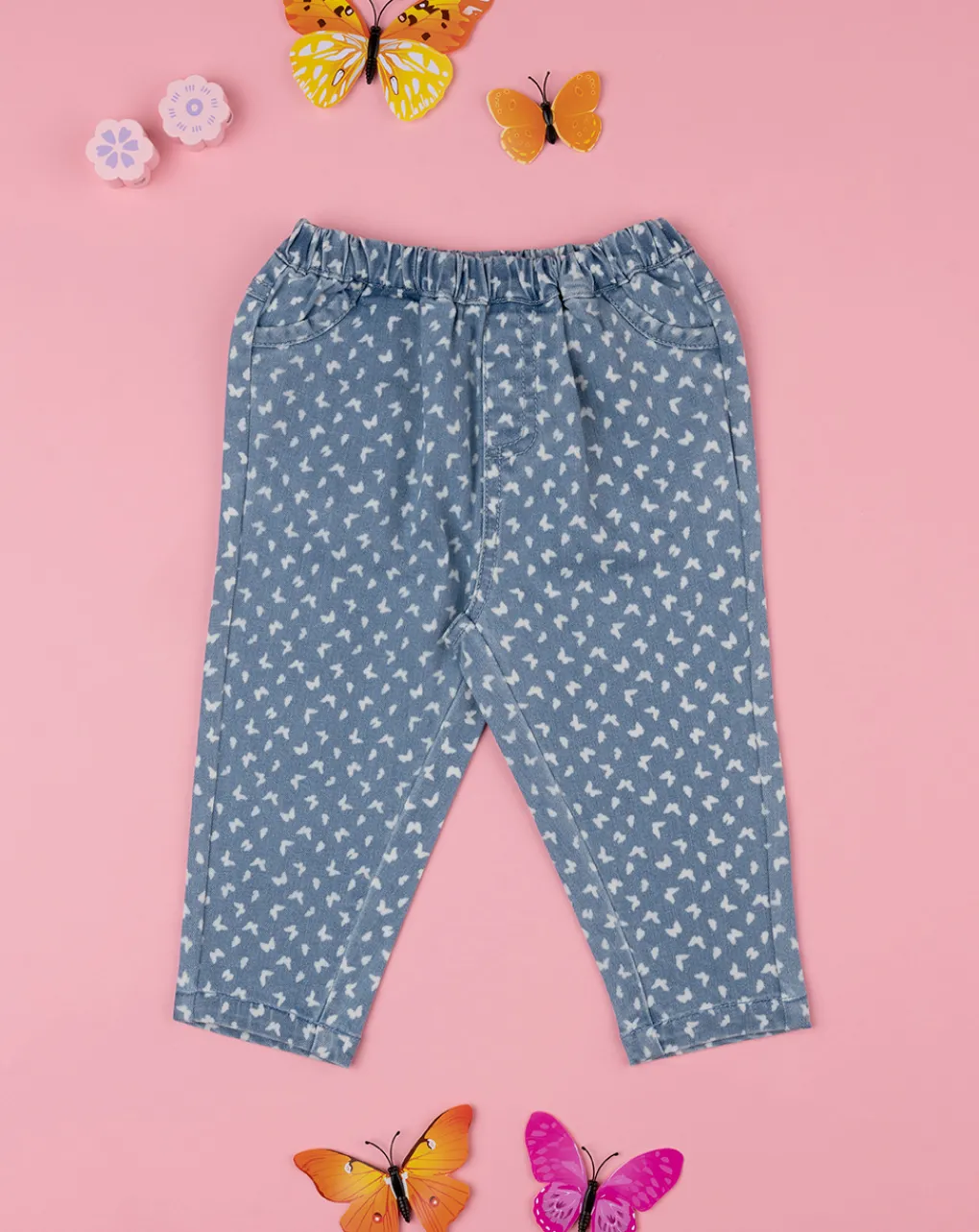 Prenatal Jeans Pantaloni E Salopette-Pantalone Denim Bimba "Farfalle”