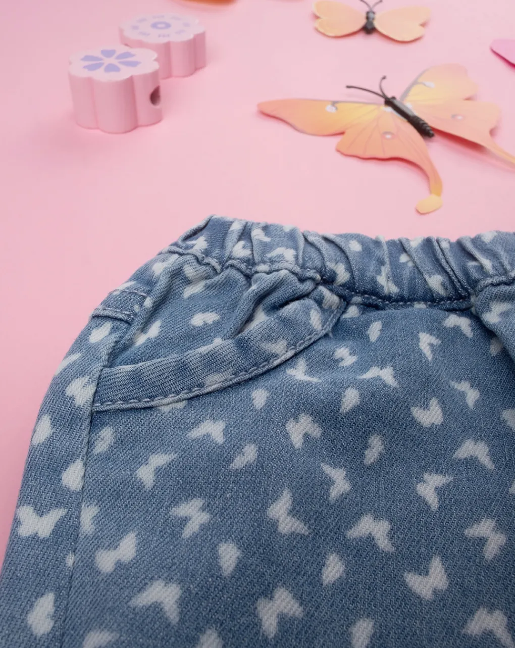Prenatal Jeans Pantaloni E Salopette-Pantalone Denim Bimba "Farfalle”
