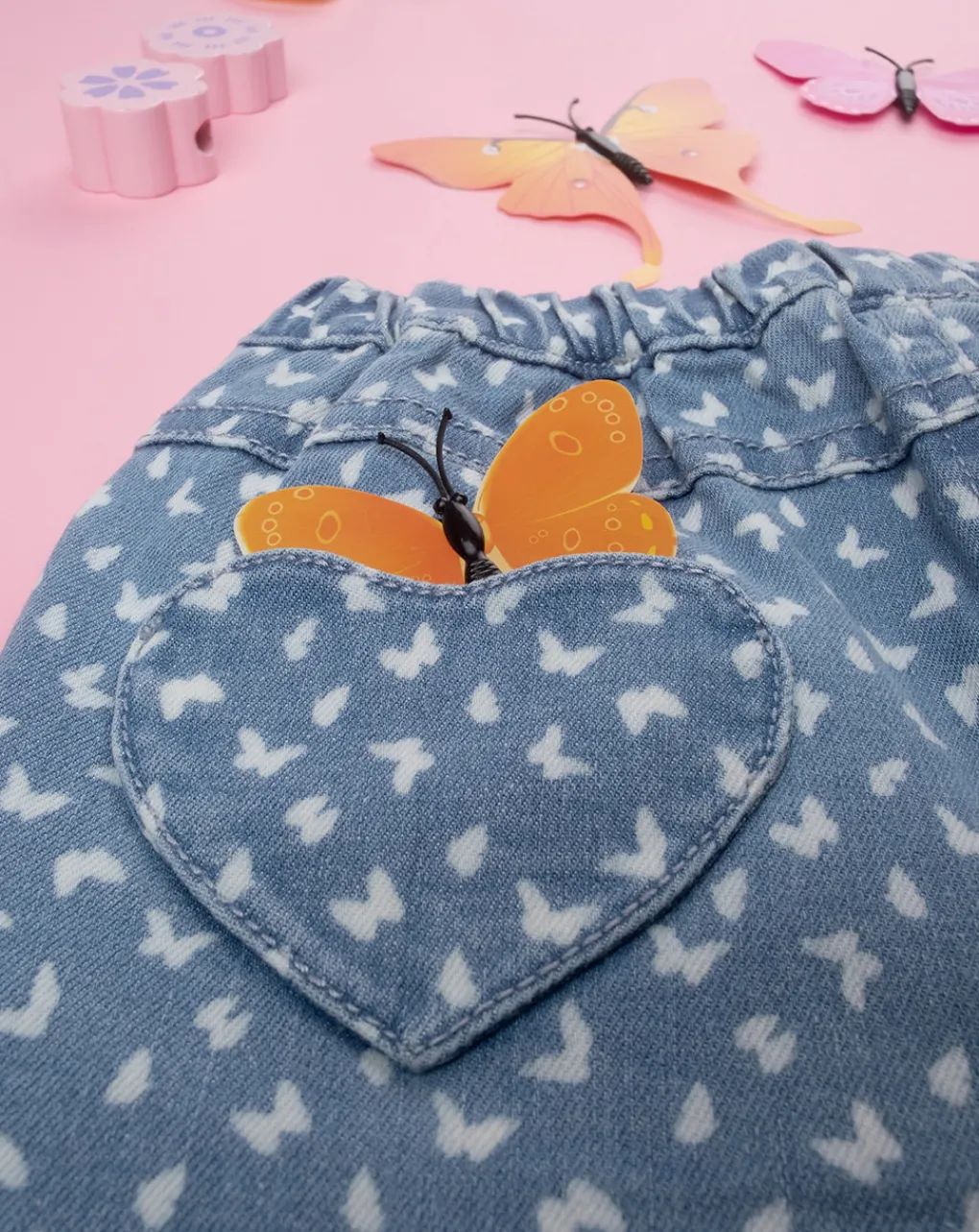Prenatal Jeans Pantaloni E Salopette-Pantalone Denim Bimba "Farfalle”