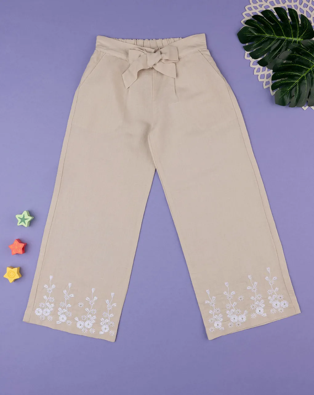 Prenatal Jeans Pantaloni E Salopette-Pantalone Lino Bimba Beige