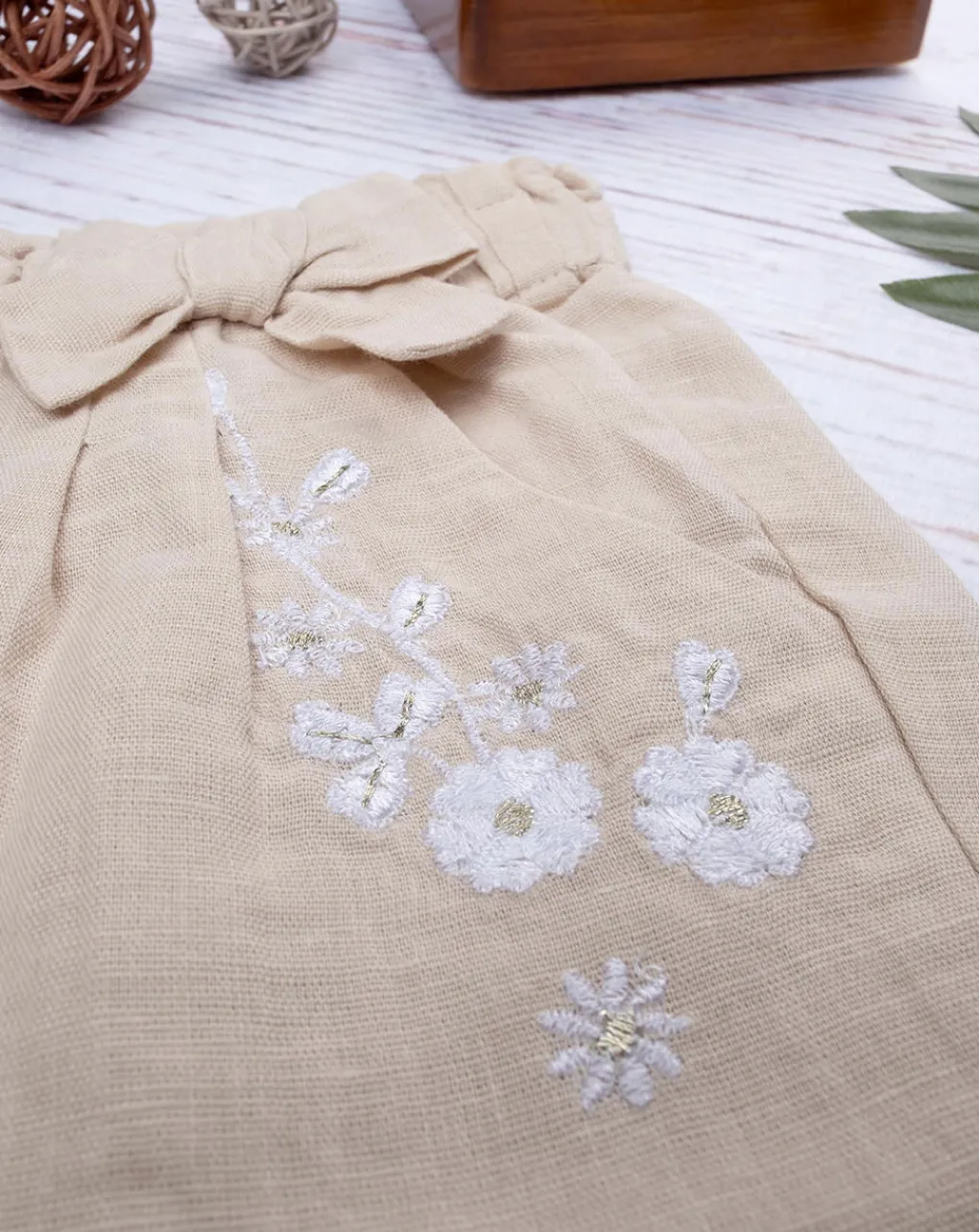 Prenatal Jeans Pantaloni E Salopette-Pantalone Lino Bimba Beige