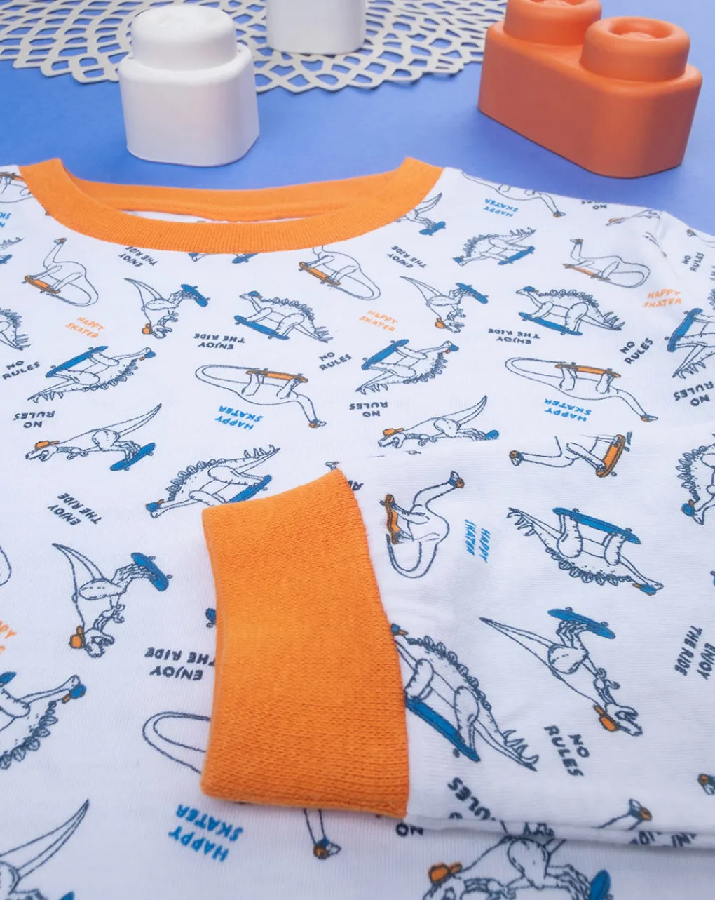 Prenatal Pigiami-Piagiama Lungo Bambino Arancio E Bianco