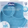 Chicco Piatti E Posate-Piatto Silicone A Scomparti Con Ventosa 12 Mesi + Azzurro