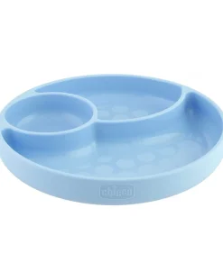 Chicco Piatti E Posate-Piatto Silicone A Scomparti Con Ventosa 12 Mesi + Azzurro