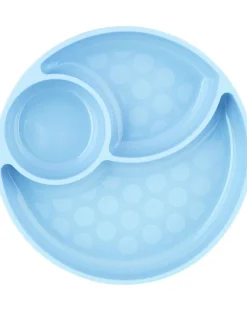 Chicco Piatti E Posate-Piatto Silicone A Scomparti Con Ventosa 12 Mesi + Azzurro