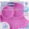 Chicco Piatti E Posate-Piatto Silicone A Scomparti Con Ventosa 12 Mesi + Rosa