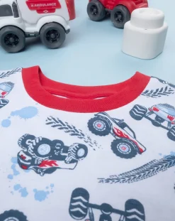 Prenatal Pigiami-Pigiama Jersey Bimbo Bianco/Rosso