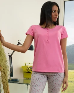 Prenatal Pigiami E Camicie Da Notte-Pigiama Premaman Allattamento Rosa Fantasia Cuori