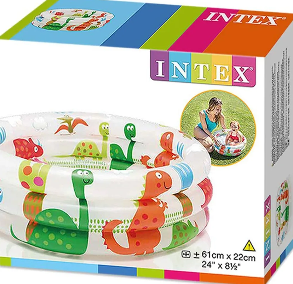 Intex Piscine Braccioli E Salvagenti-Piscina Baby Pool 3 Anelli 61X22 Cm I.12 -
