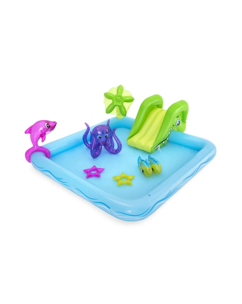 Bestway Piscine Braccioli E Salvagenti-Play Center Acquario Fantastico Con Spruzzi 239X206X86 Cm Anelli Gonfiabili Inclusi -