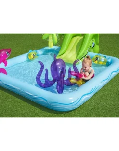 Bestway Piscine Braccioli E Salvagenti-Play Center Acquario Fantastico Con Spruzzi 239X206X86 Cm Anelli Gonfiabili Inclusi -