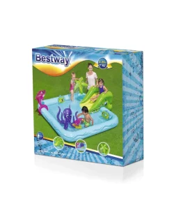 Bestway Piscine Braccioli E Salvagenti-Play Center Acquario Fantastico Con Spruzzi 239X206X86 Cm Anelli Gonfiabili Inclusi -