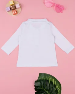 Prenatal Magliette Camicie E Body-Polo Bambina Bianca Maniche Lunghe Con Taschina
