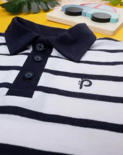 Prenatal Magliette Camicie E Body-Polo Bimbo Rigata Bianco Blu