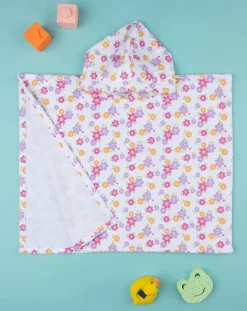 Prenatal Accappatoi Asciugamani E Costumi-Poncho Mare Bimba "Fiorellini”