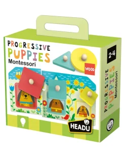 Headu Puzzle Per Bambini-Progressive Puppies Montessori. Da Piu Grande Al Piu Piccolo! 2/4 Anni -