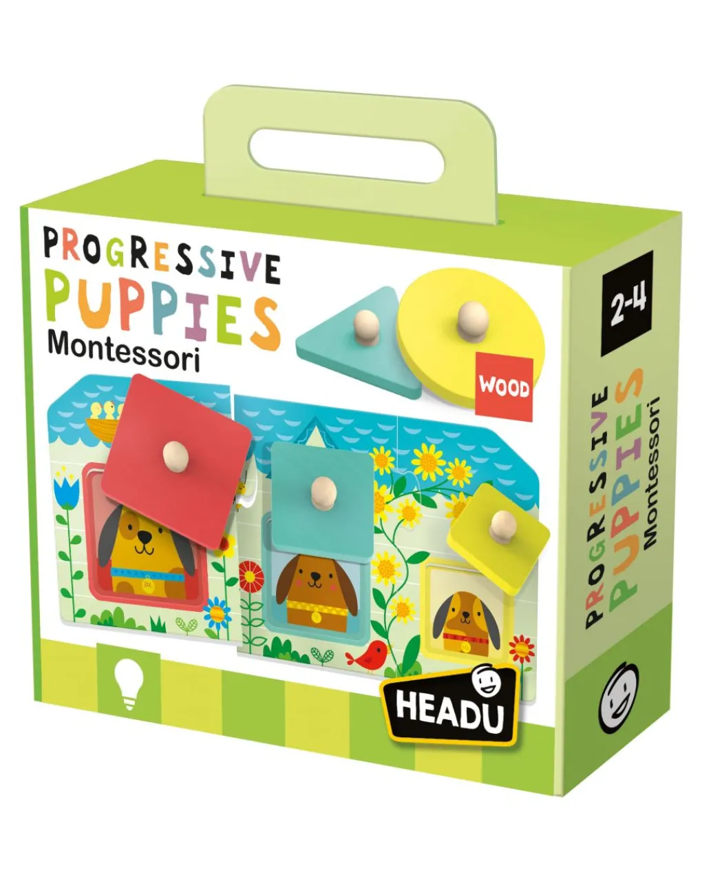 Headu Puzzle Per Bambini-Progressive Puppies Montessori. Da Piu Grande Al Piu Piccolo! 2/4 Anni -