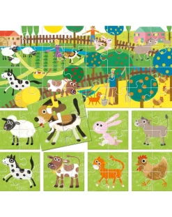 Headu Puzzle Per Bambini-Puzzle 8+1 Farm. Grandi Pezzi Double-Face 2/4 Anni -