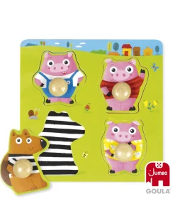 Goula Puzzle Per Bambini-Puzzle In Legno Con Pomello I 3 Porcellini -