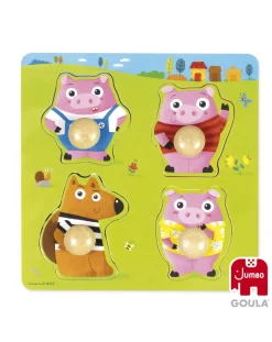 Goula Puzzle Per Bambini-Puzzle In Legno Con Pomello I 3 Porcellini -