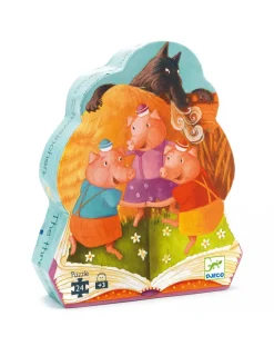 Djeco Puzzle Per Bambini-Puzzle Sagomato 24 Tessere The 3 Little Pigs -