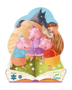 Djeco Puzzle Per Bambini-Puzzle Sagomato 24 Tessere The 3 Little Pigs -
