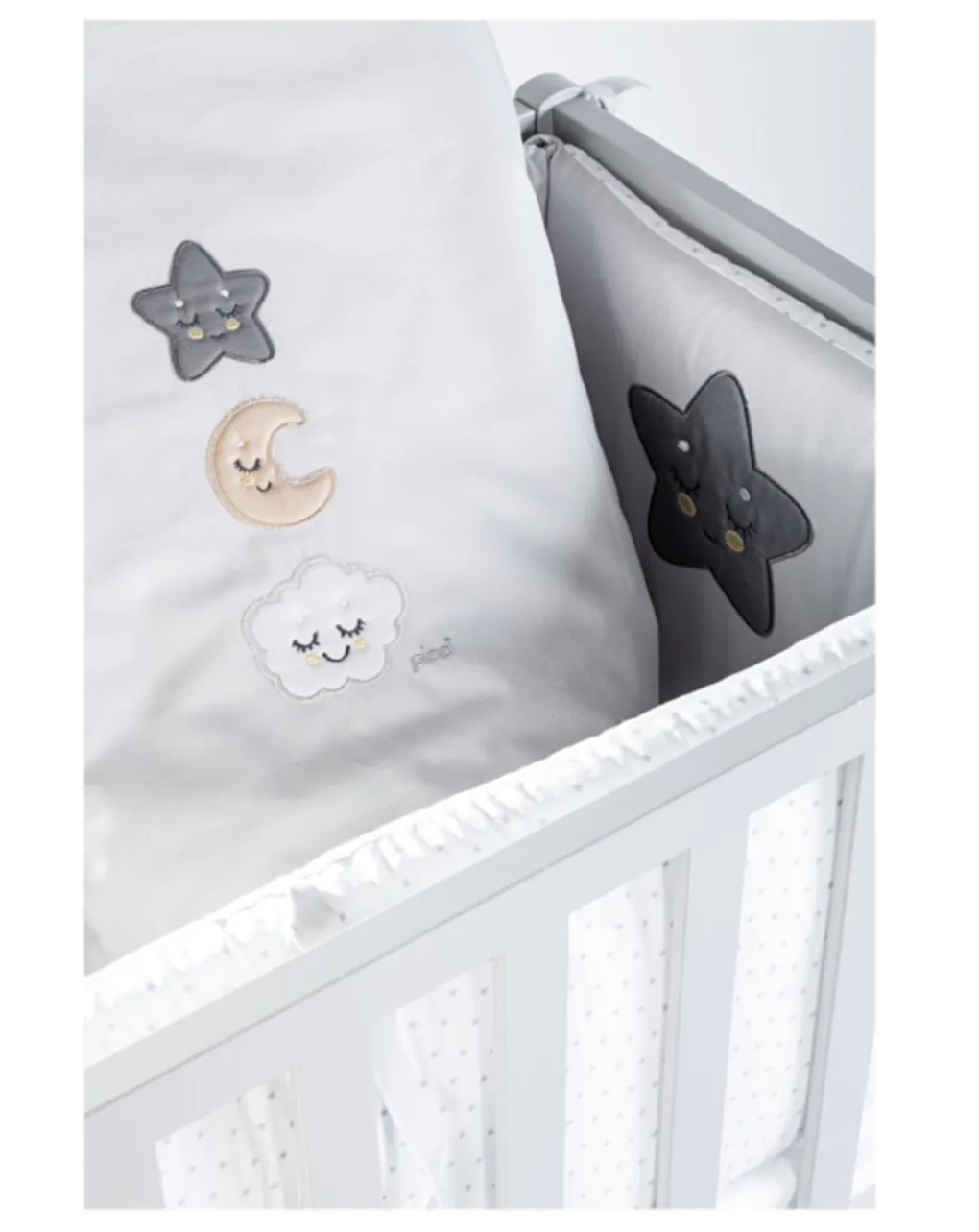 Picci Culle E Accessori-Rivestimento Tessile Ricamato Per Smile Converse Grigio -