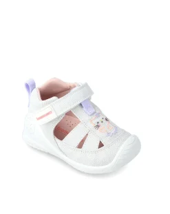 GARVALIN Scarpe-Sandalo Bimba In Tela Biomecanis Bianco