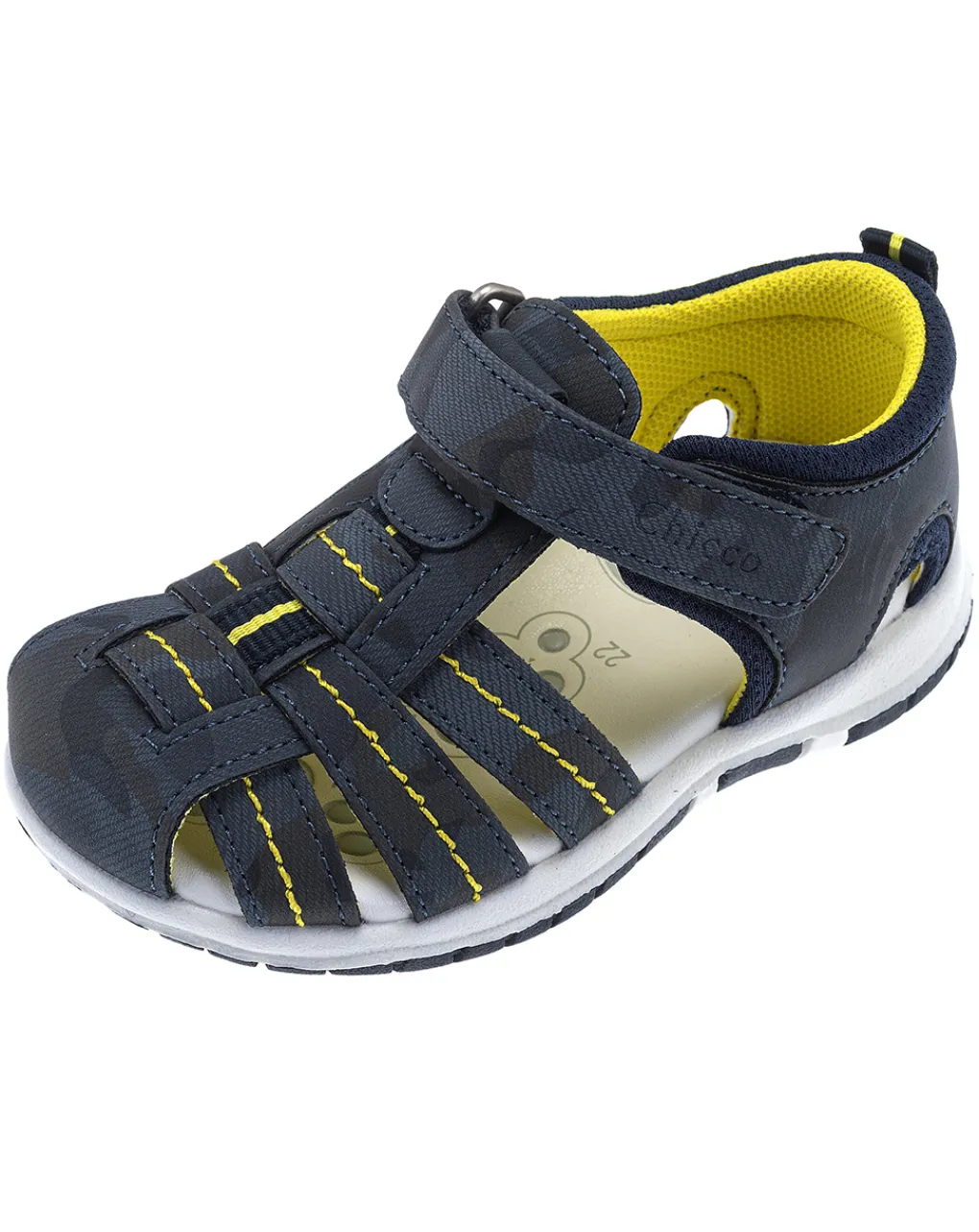 Chicco Scarpe-Sandalo Fado Allover Militare Blu Profili Gialli