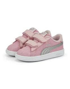 Puma Scarpe-Scarpe Da Ginnastica Bianche Da Bambina Con Striscia Effetto Glitterato Girl Smash V2 Glitz Glam