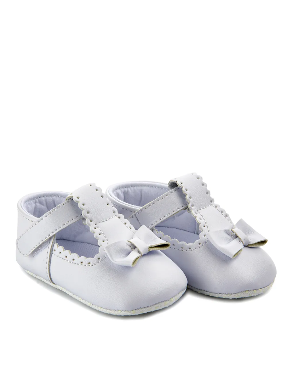 Prenatal Scarpine E Calze-Scarpine In Finta Pelle Bianca Con Fiocchetto