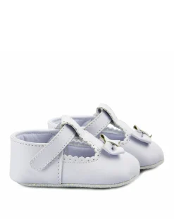 Prenatal Scarpine E Calze-Scarpine In Finta Pelle Bianca Con Fiocchetto