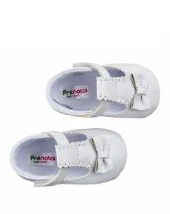 Prenatal Scarpine E Calze-Scarpine In Finta Pelle Bianca Con Fiocchetto