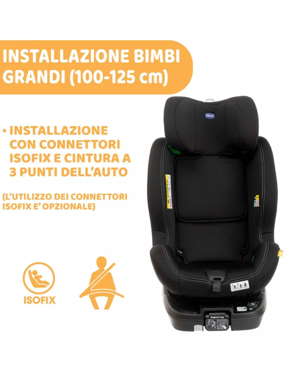 Chicco Seggiolini I Size-Seggiolino Auto Seat3 Fit I-Size Black -