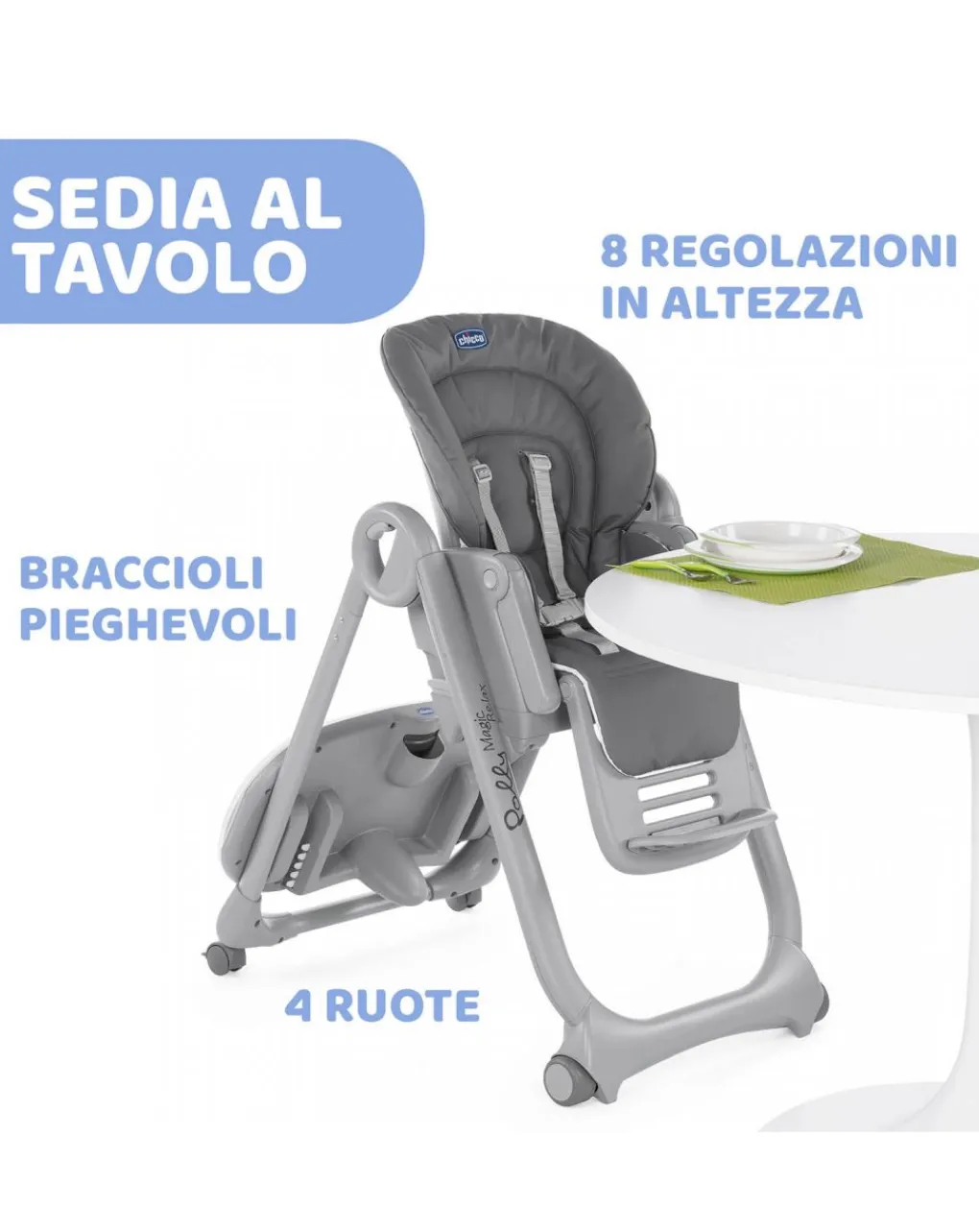 Chicco Seggioloni Pappa-Seggiolone Polly Magic Graphite