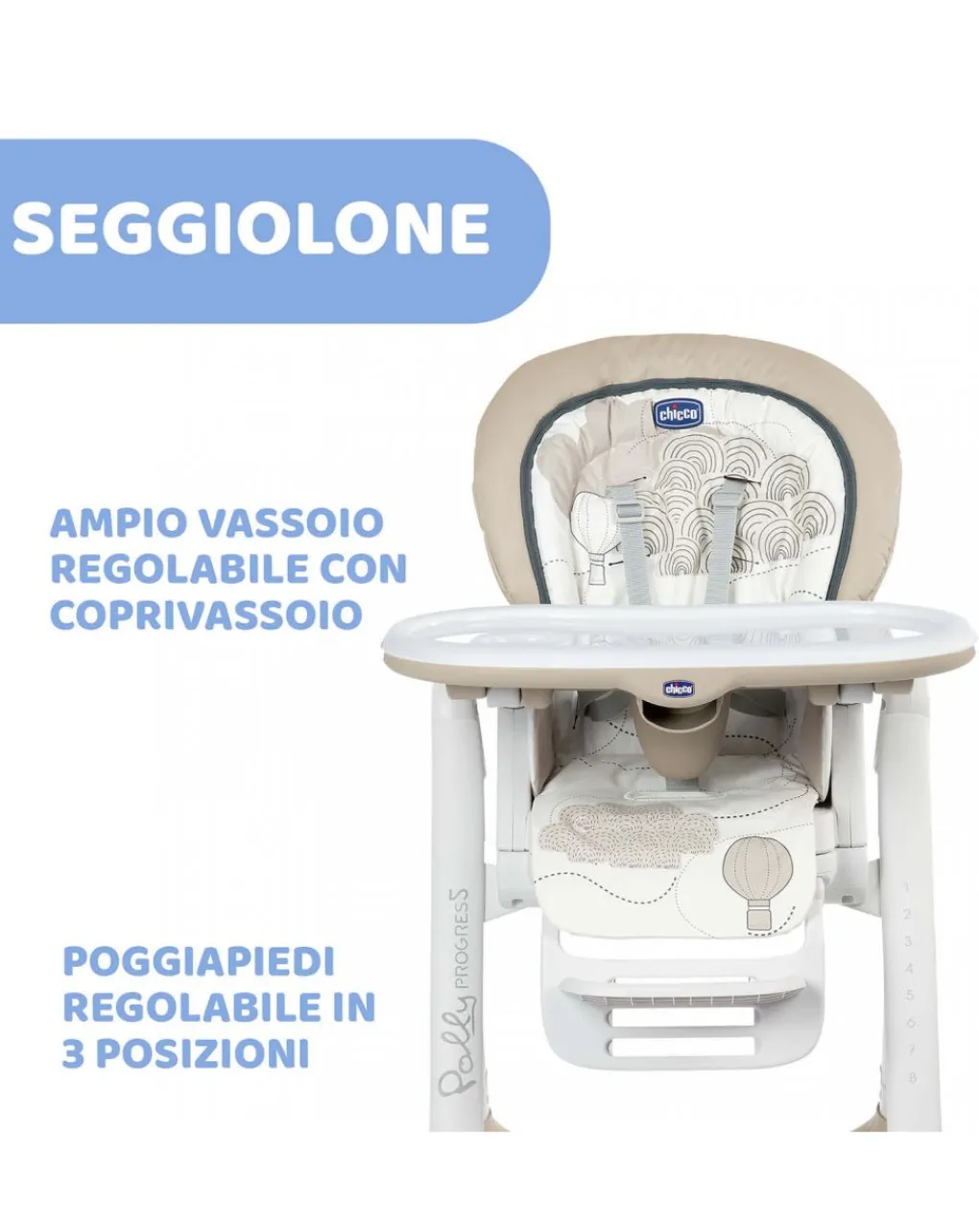 Chicco Seggioloni Pappa-Seggiolone Polly Progres5 Clouds