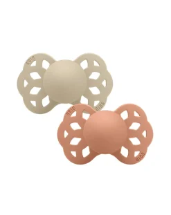 BIBS Succhietti-Set 2 Ciucci Tettarella Simmetrica In Silicone 0/6 Mesi - Colore Vaniglia/Pesca -